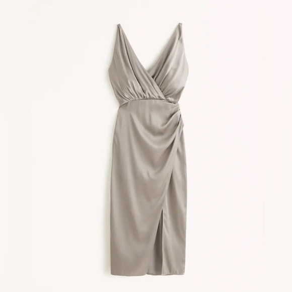 Abercrombie Satin Draped Wrap Midi Dress - Picture 1 of 4